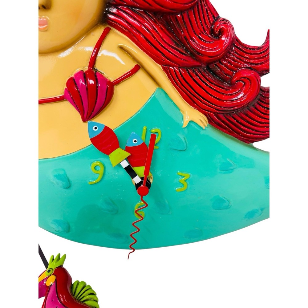 Allen Designs Ruby Whimsical Mermaid Pendulum Wall Clock