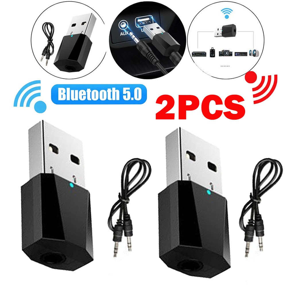 NEW USB Bluetooth 5.0 Wireless Audio Music Stereo Adapter receiver - 2Pcs