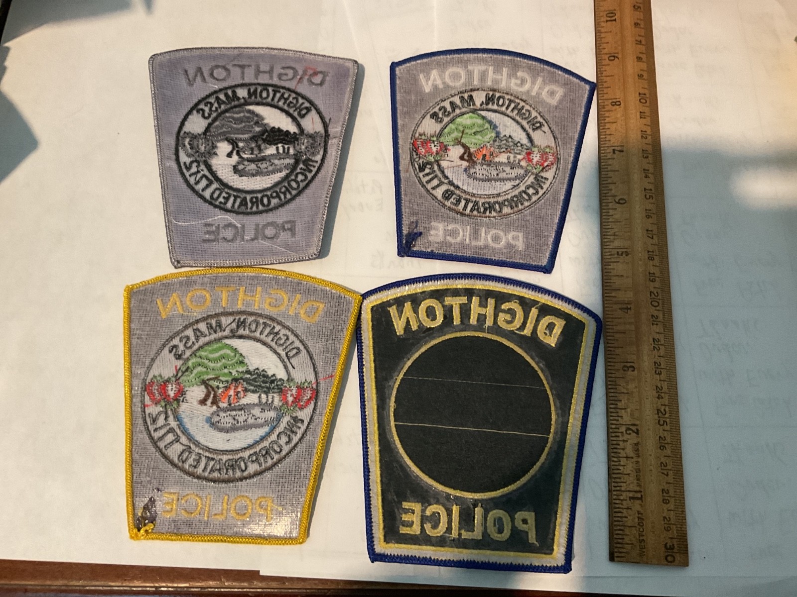 Dighton Police Massachusetts collectable Patch Set 4 pieces full Size New