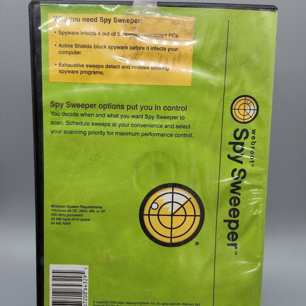 Webroot Spy Sweeper Windows Vista, XP 2003-2008 Software Single PC