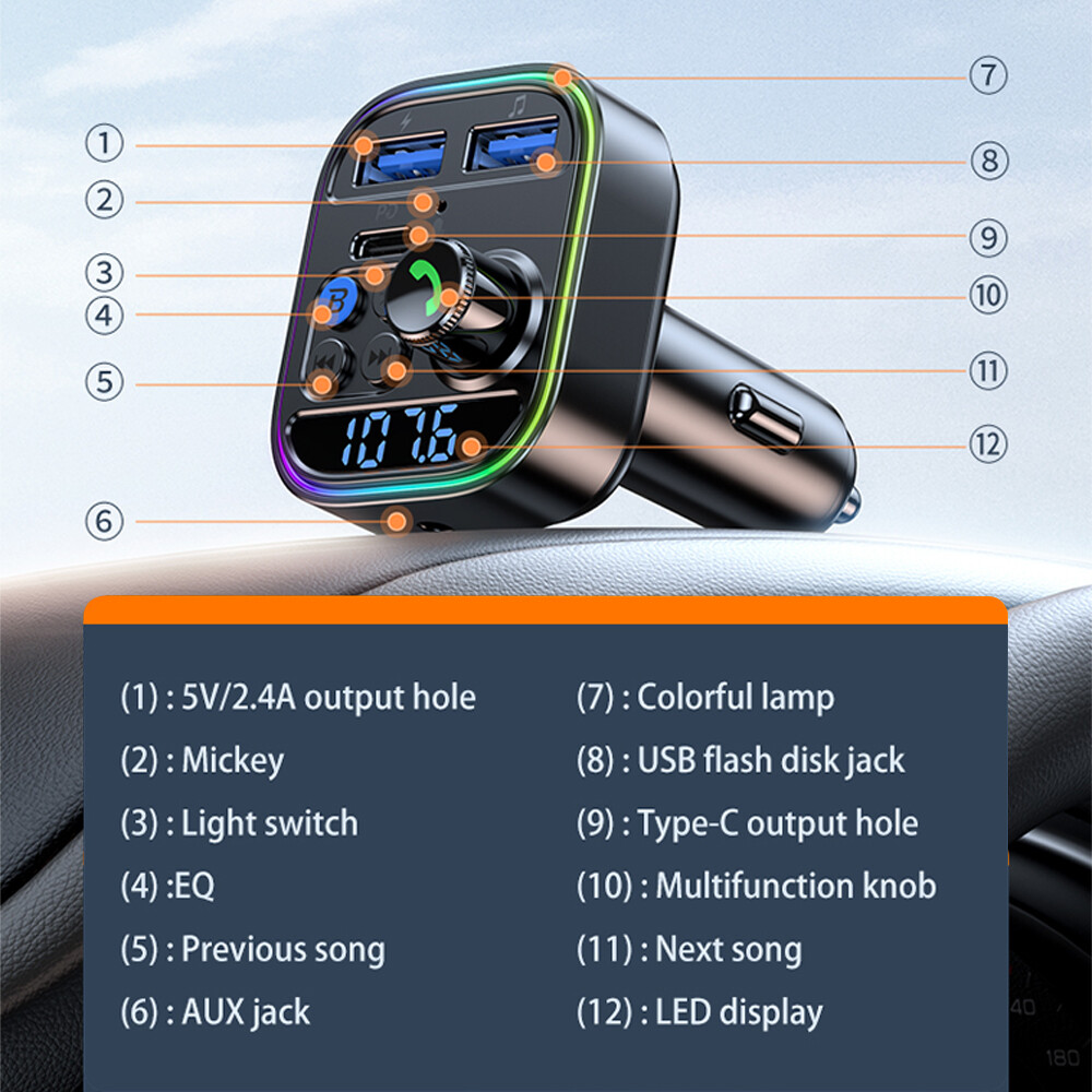 Wireless Bluetooth Car Kit MP3 Player FM Transmitter Radio Adapter USB Charger*