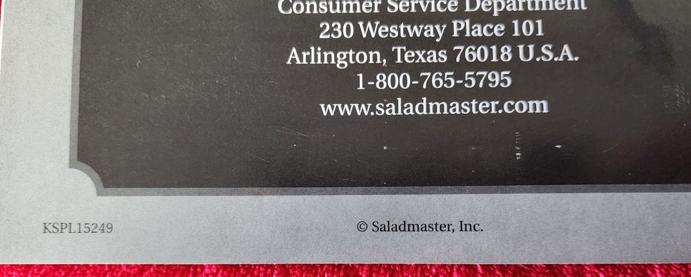Saladmaster Machine 5N5 Instruction Manual 1990s Using Machine, Cutting Cones