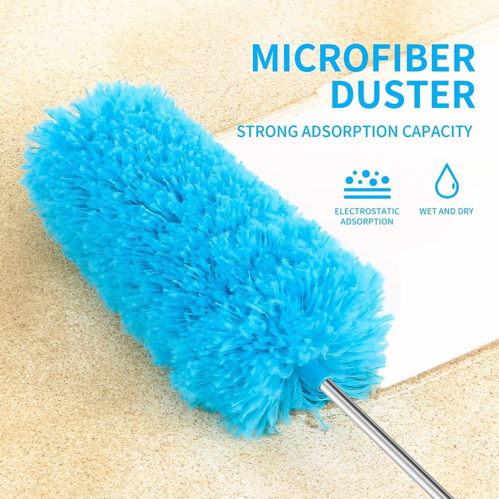 Mini Microfiber Duster for Cleaning, Hand Duster with Extension Pole, Washabl...
