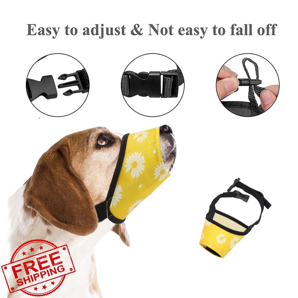 Soft Nylon Dog Muzzle S Yellow Breathable Drinkable