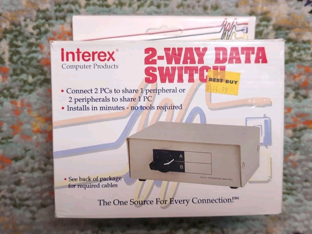 Interex 2 Way Data Switch Box w/ Rotary Dial Serial Device Printer
