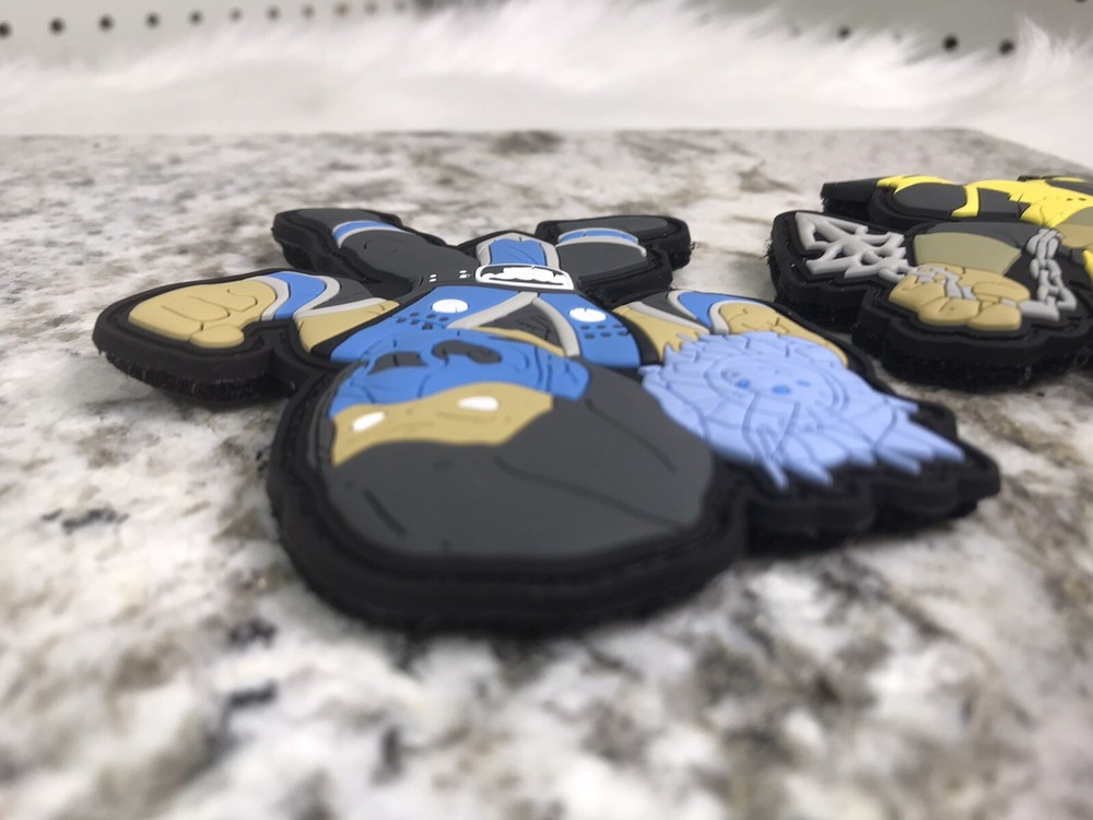 Scorpion & Sub-Zero Mortal Kombat PVC Morale Patch Hook N Loop Tactical Set New