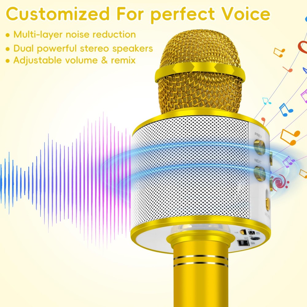 KIDWILL Wireless Bluetooth Karaoke Microphone for , 5-in-1 Portable Handheld ...