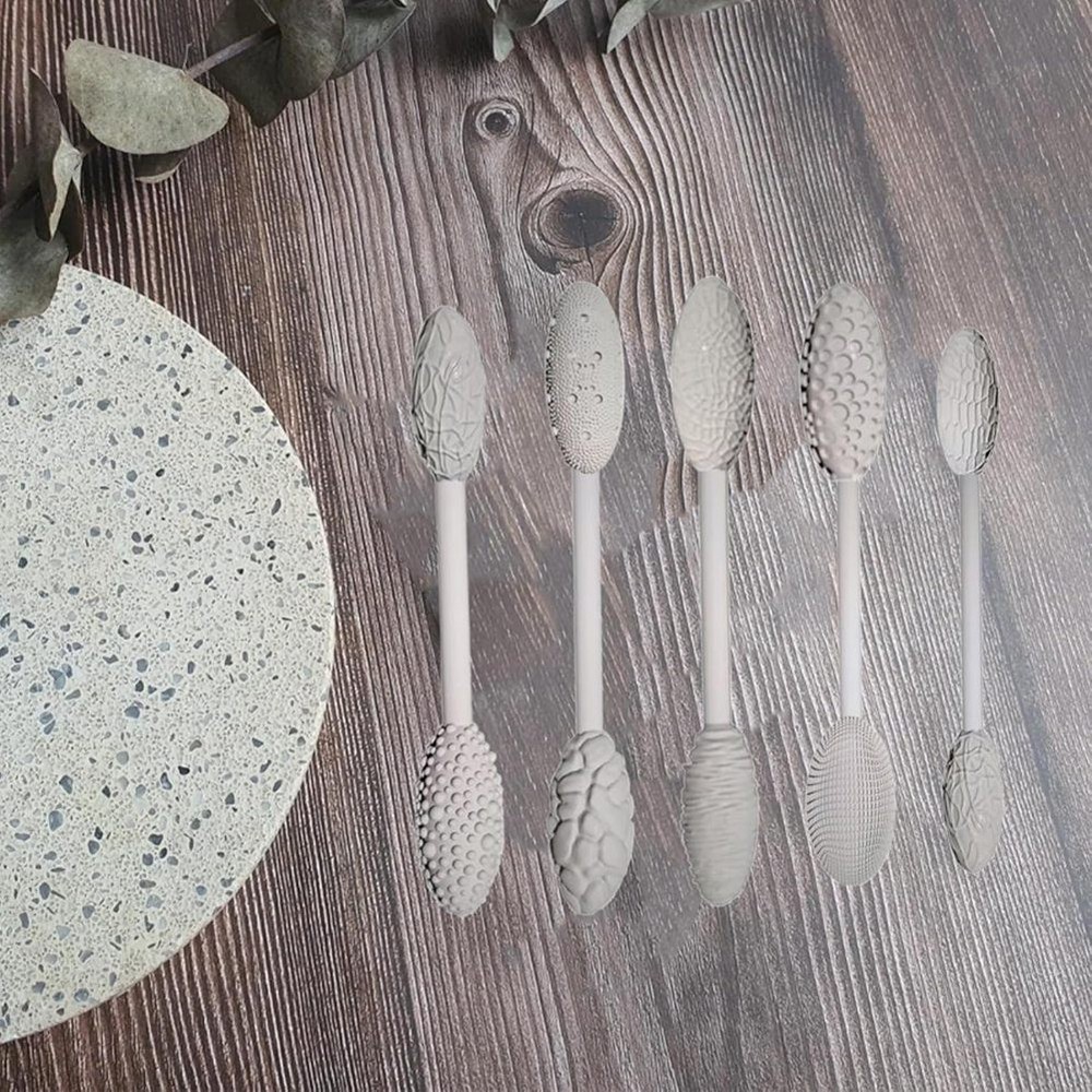 Texture Tool Set for Art Projects, 5 Piece Oval Pattern Rollers Kit,8336