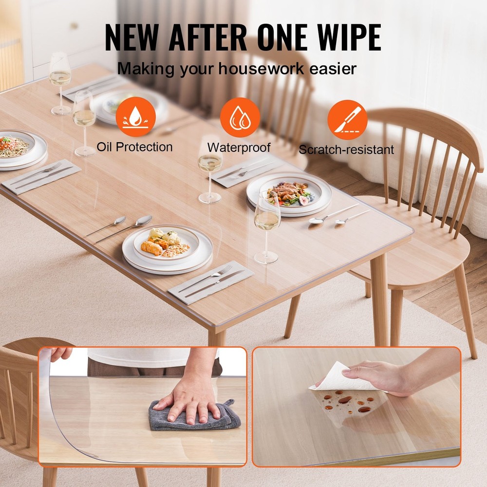 New/Plastic Table Cover, 16 x 32 Inch 1.5 mm Thick Clear Table Protector, Rectan