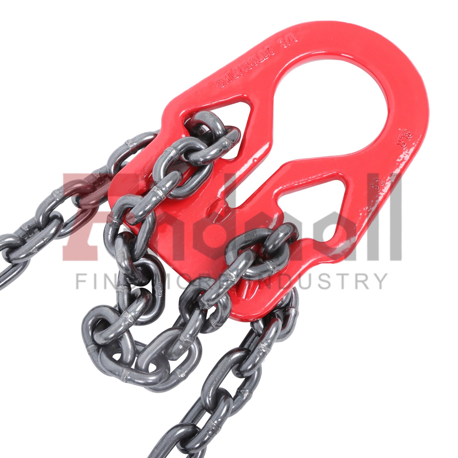 3/8" x10ft Chain Sling G80 7100lbs Lifting Chains with Adjuster Hooks 2 Legs Red