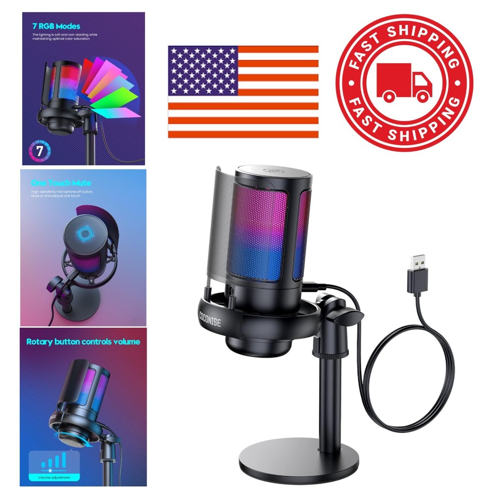 USB Condenser Microphone for Streaming with Pop Filter and Volume Control