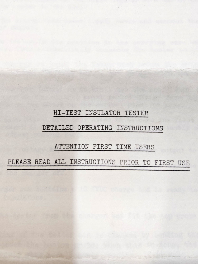 Hi-Test Detection Instruments JM-100 High Voltage Insulation Tester