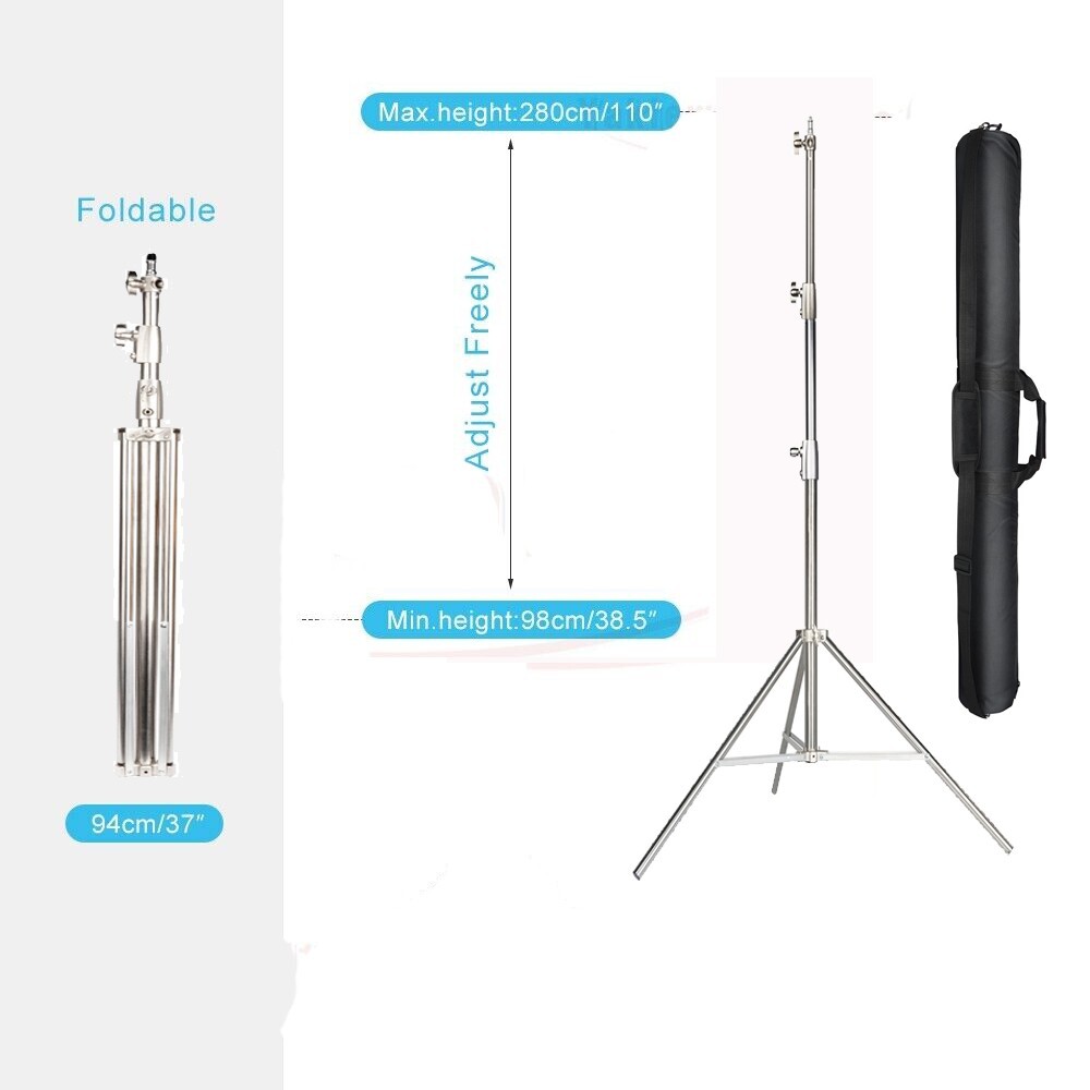 Stainless Steel 2.8m Studio Lighting Tripod for Speedlight, Strobe Light/Softbox