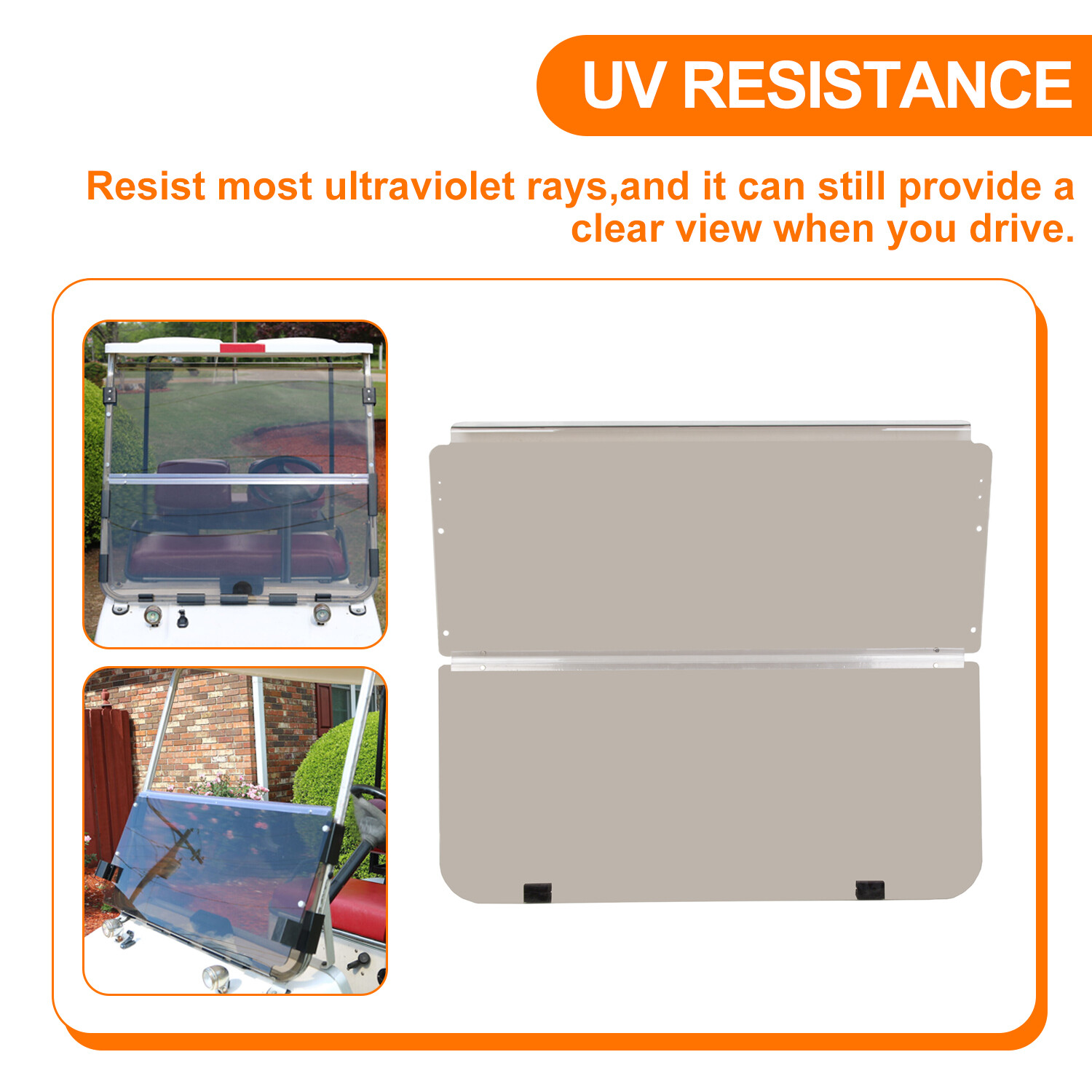 For Club Car DS 1982-2000.5 Golf Cart Tinted Folding Windshield Windscreen