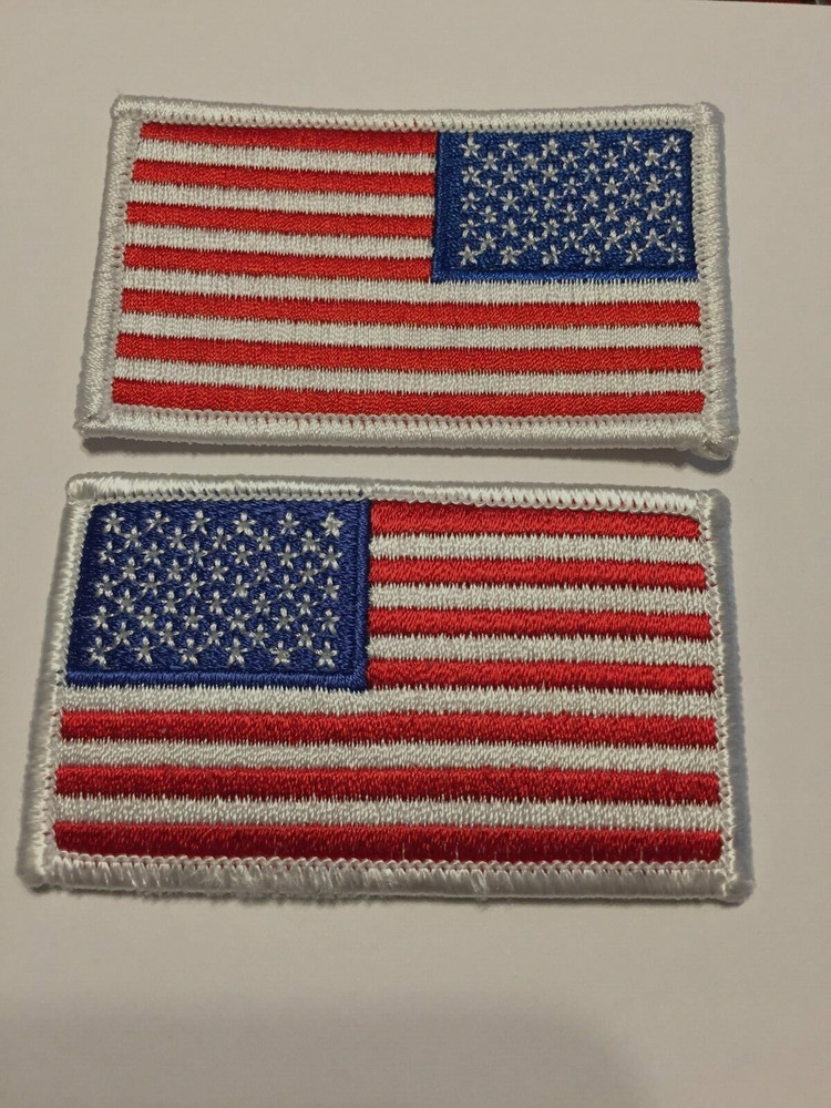 US Flag color Patch 2 pcs (2" x 3") white border