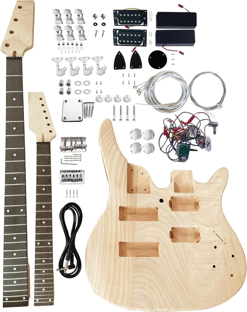 Double Head 4 String Bass DIY Project, Mahogany Body and Neck