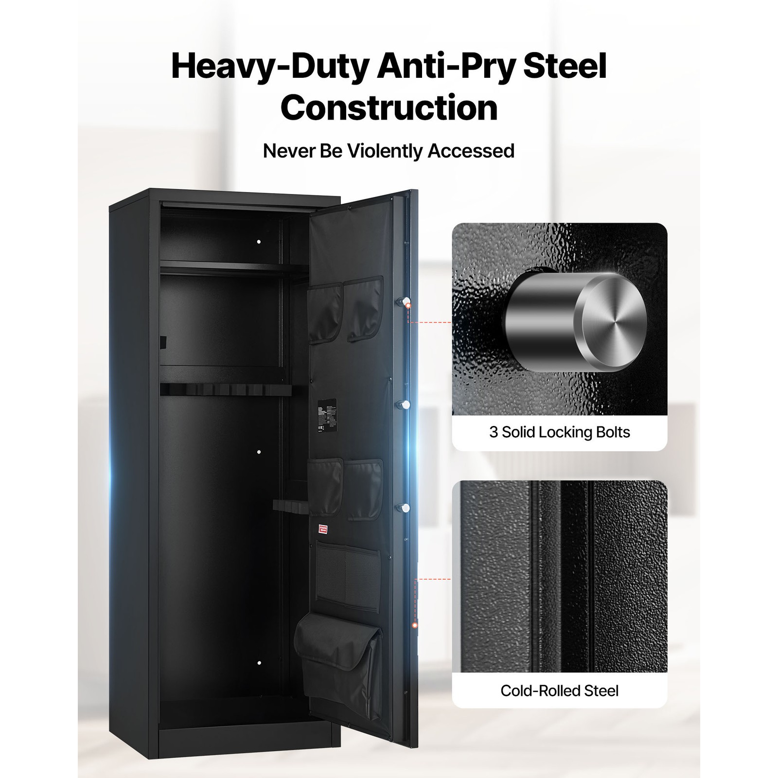 Uimoso 10-12 Gun Safe Long Gun Cabinet for Rifles & Pistols Key & Password Lock