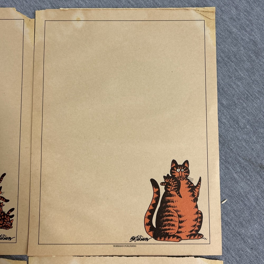 Kliban Cat Notebook Notepad Paper Writing Sheet (4 Sheets) 8-1/2"x10-7/8"
