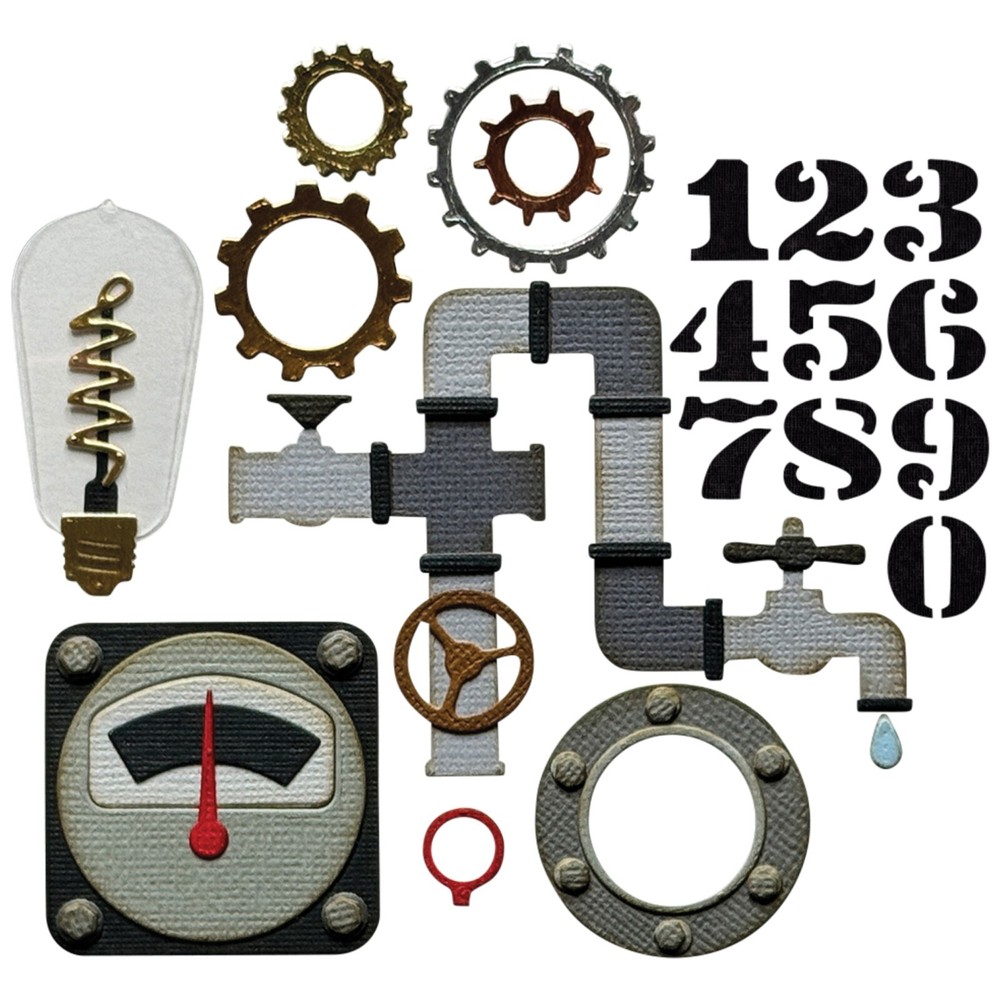 New Sizzix Thinlits 37pc Vault Industrial #666874 Retail $20.99 by Tim Holtz