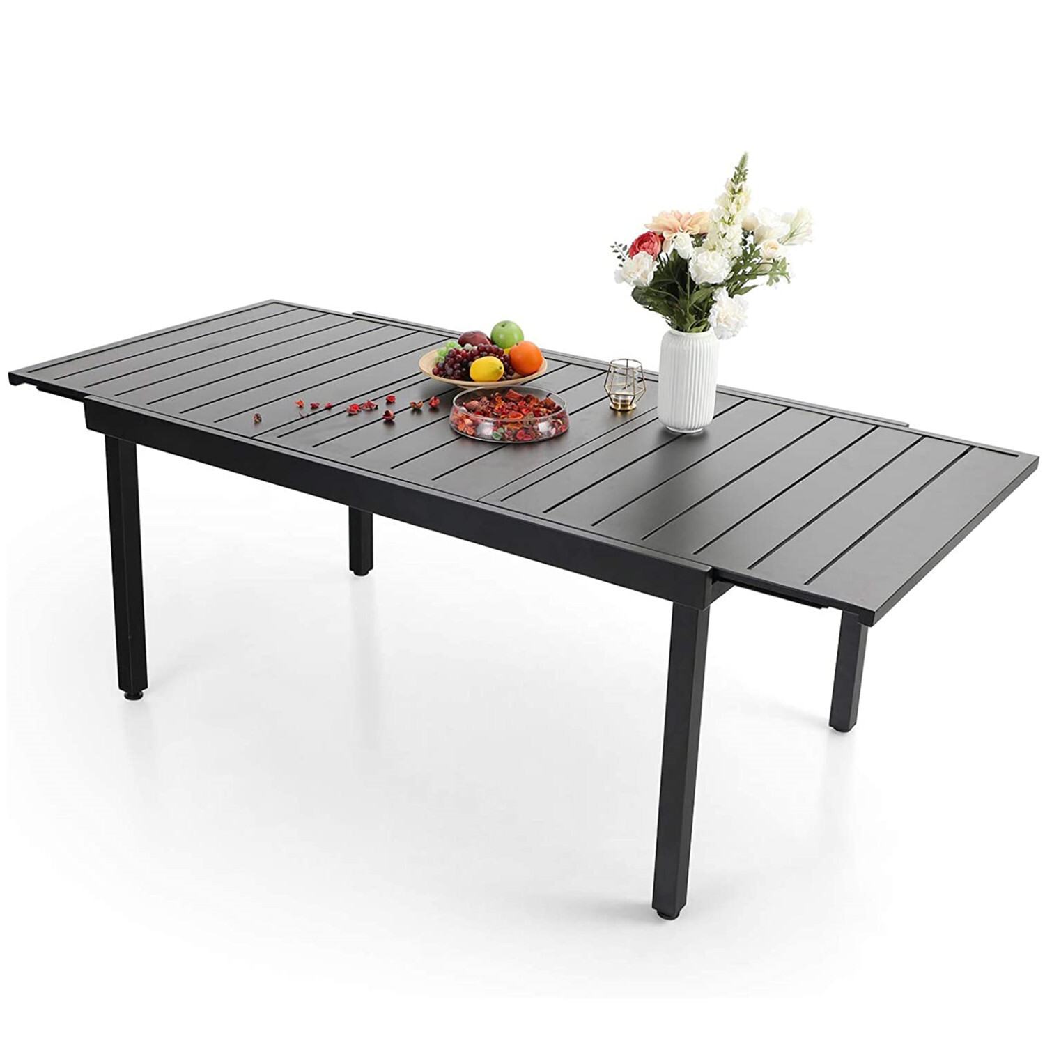 Outdoor Dining Table with Umbrella Hole Metal Patio Table 14 - Style