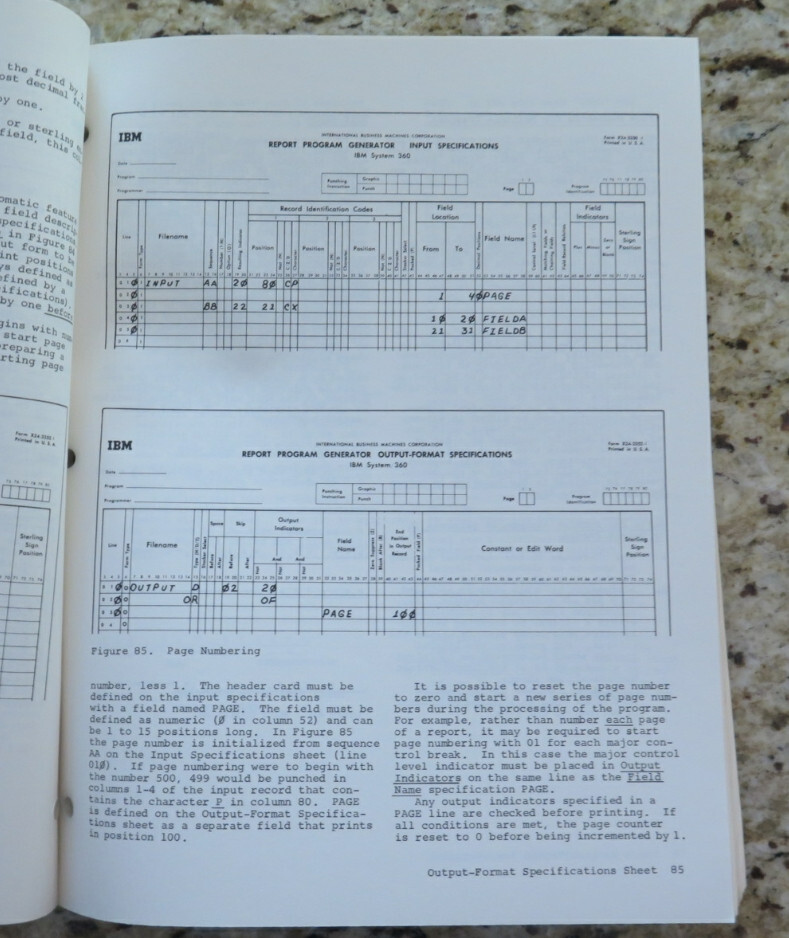 Vintage IBM System / 360 Operating System / RPG Language Dated 1968 / 1969