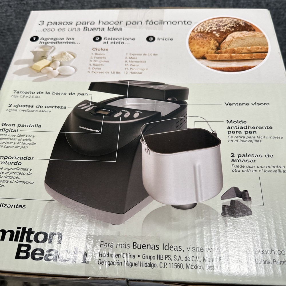 Hamilton Beach Bread Maker Black Model 29882- 2 lb Loaf Programmable Automatic