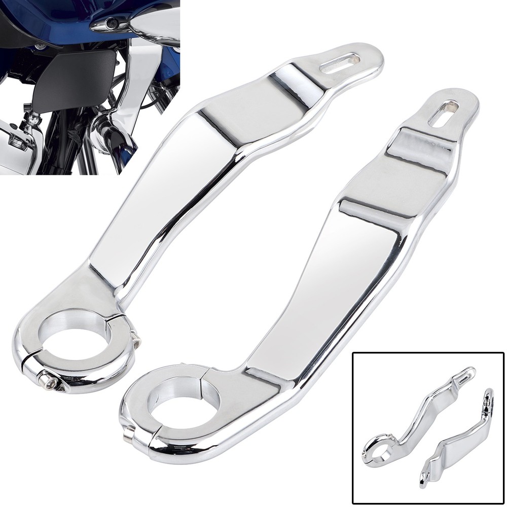 Left Right Front Chrome Fairing Support Bracket Mount Kit For Harley Road Glide