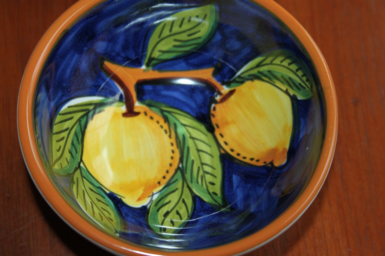 Ravello Italy Hand-Painted Lemon Bowls – Cobalt Blue Majolica Style – Set of 4