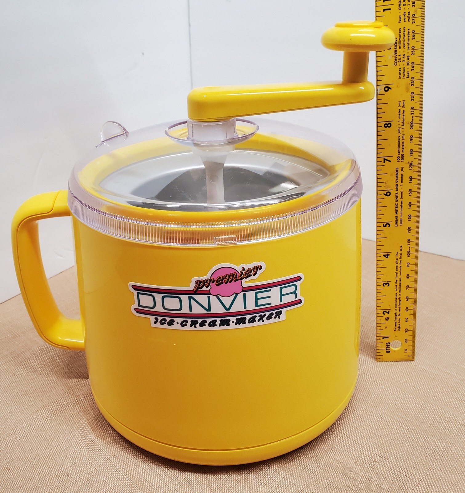 Vintage Premier Donvier 1 Qt Ice Cream Maker Yellow Hand Crank Made In Japan
