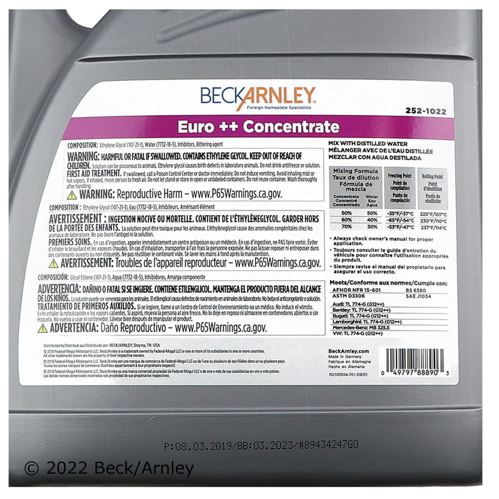 Anti-Freeze Beck/Arnley 252-1022