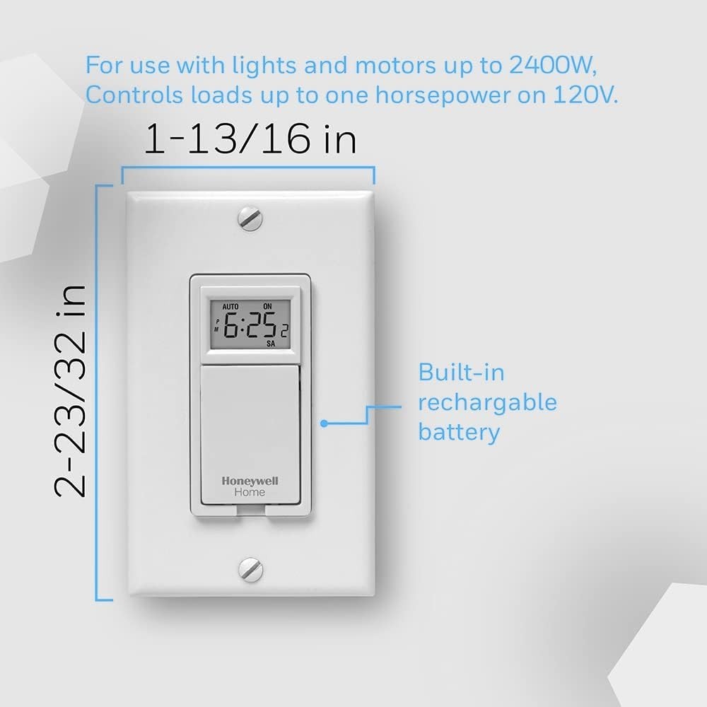 Honeywell Home RPLS730B1000/U RPLS730B1000 7-Day Programmable Light Switch Timer