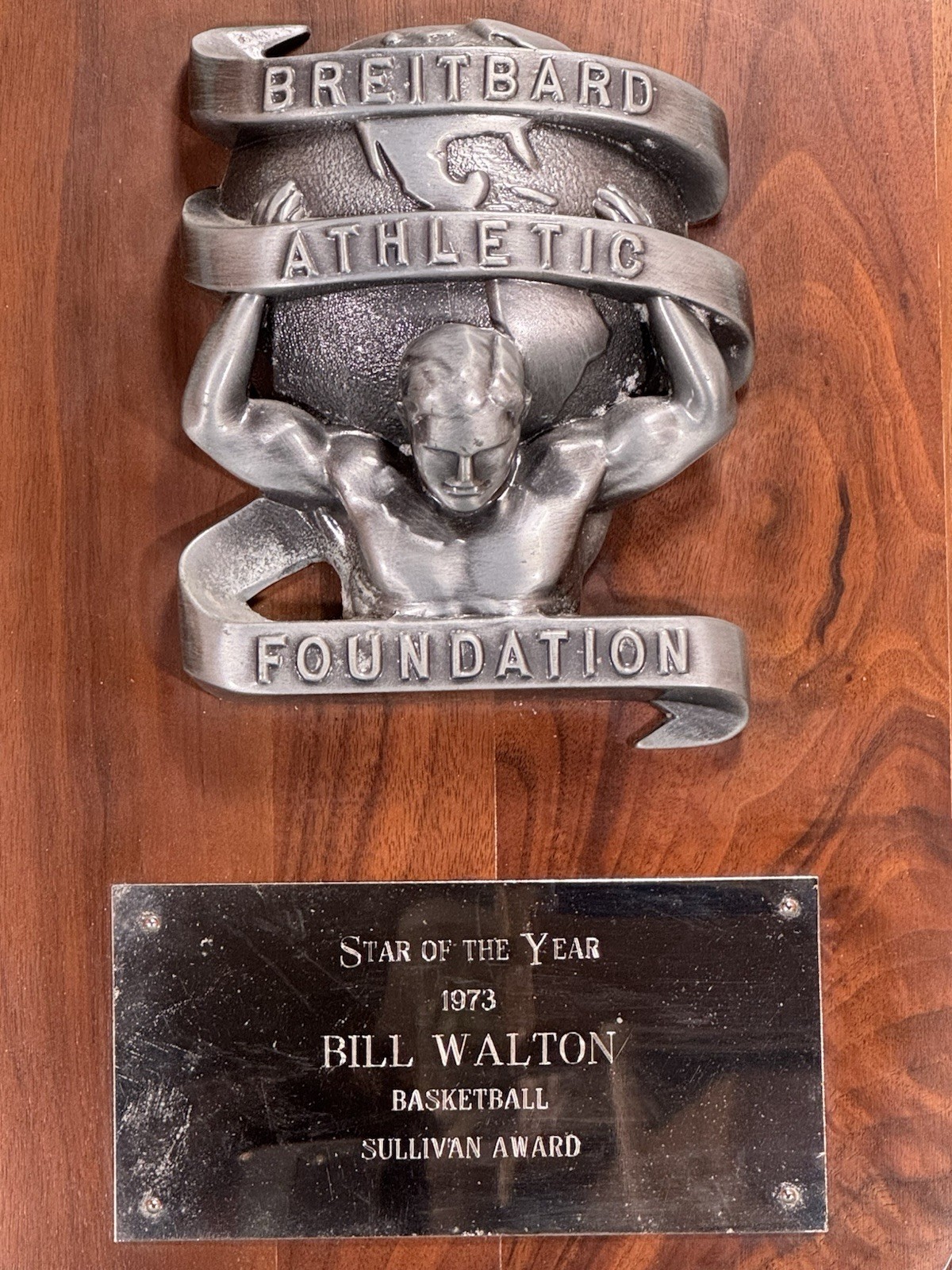 Bill Walton Personally Owned 1973 Star of the Year Sullivan Award UCLA