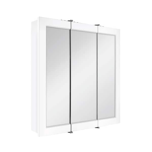Glacier Bay 24 in. Tri-View Bathroom Medicine Cabinet Mirror White Surface Mount