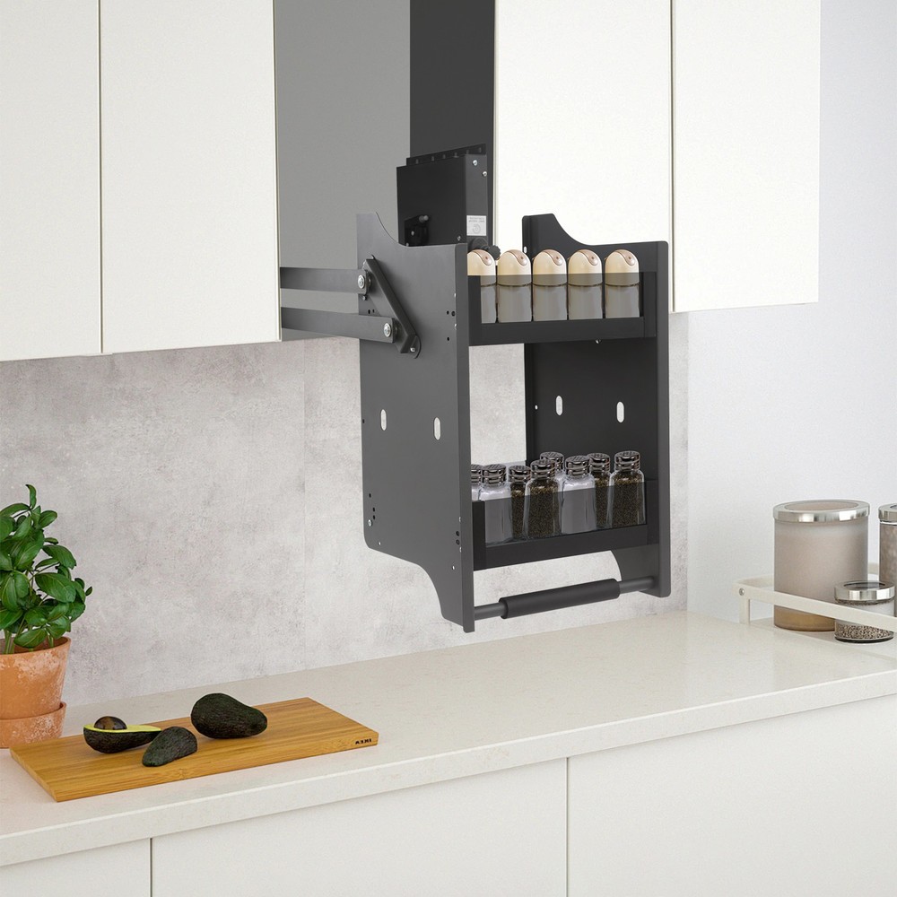 Kitchen Pull-Down Cabinet Storage Organizer Shelf for Wall Mount
