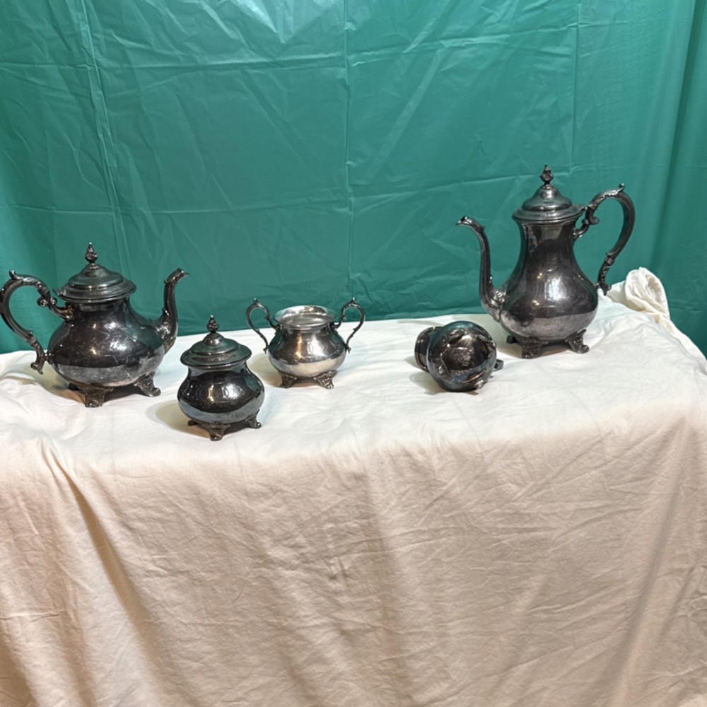 Gorham Silverplate YC1904 5-Piece Tea & Coffee Set Elegant Silver-Plated Service