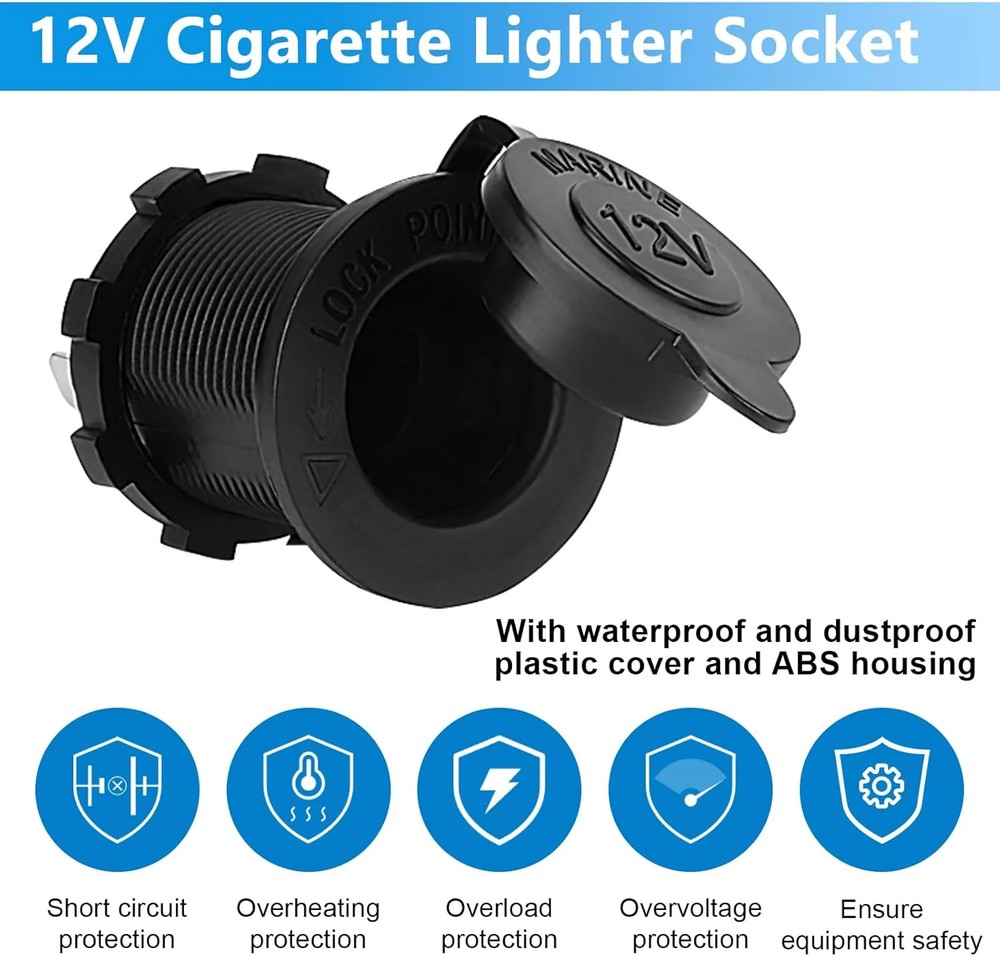 2 PCS Cigarette Lighter Socket, 12V Car Cigarette Lighter, RV Lighter Socket Pow