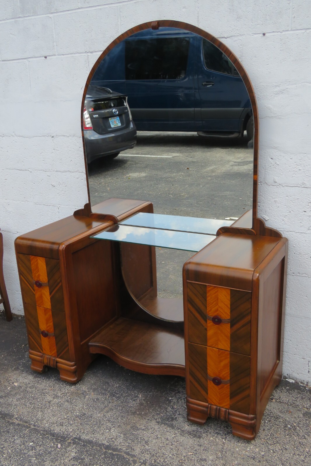 1920s Art Deco Vanity Makeup Table and Stool 5431