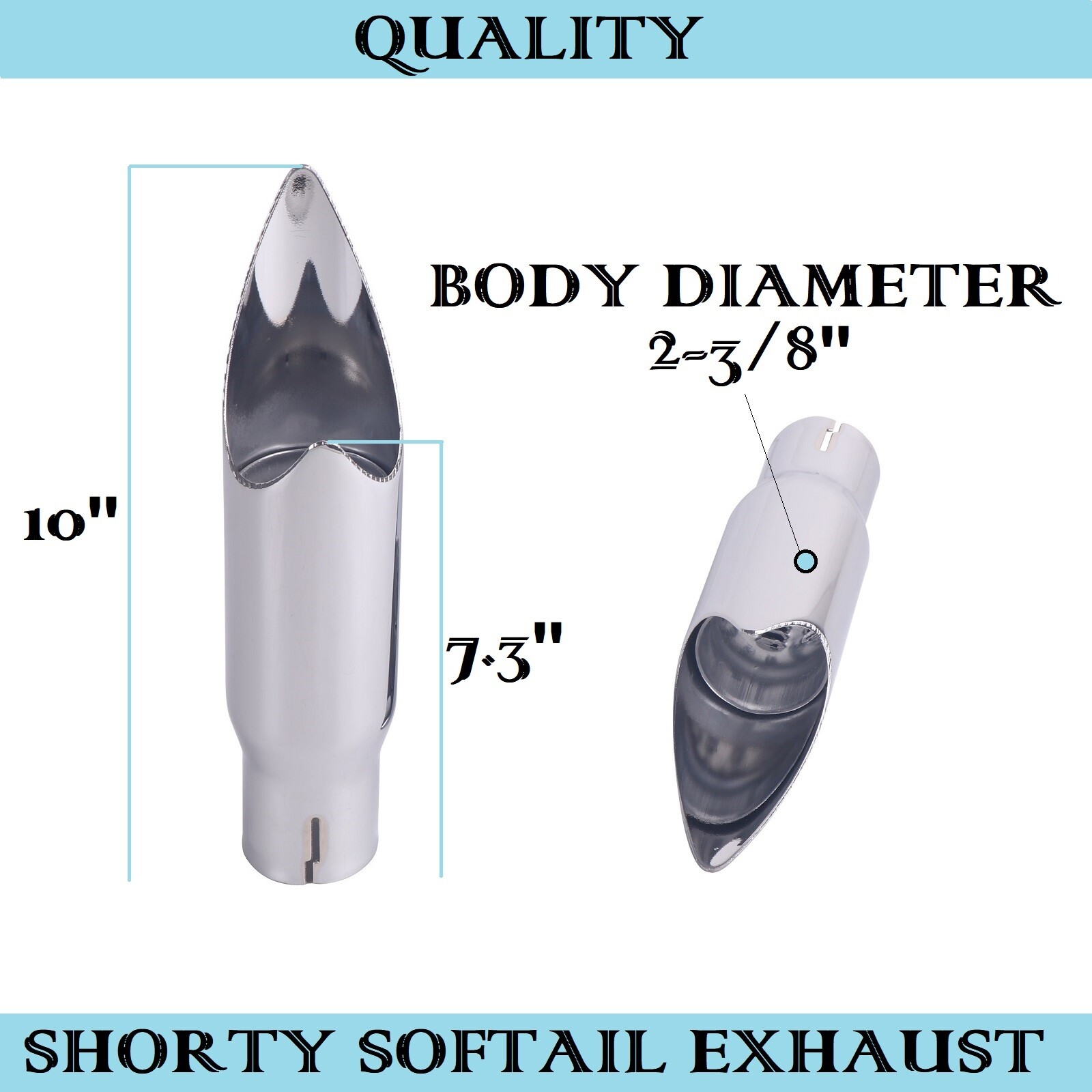 SHARKROAD Gp Shorty Style Slip On Mufflers For Harley Softail 1986-2017 Chrome