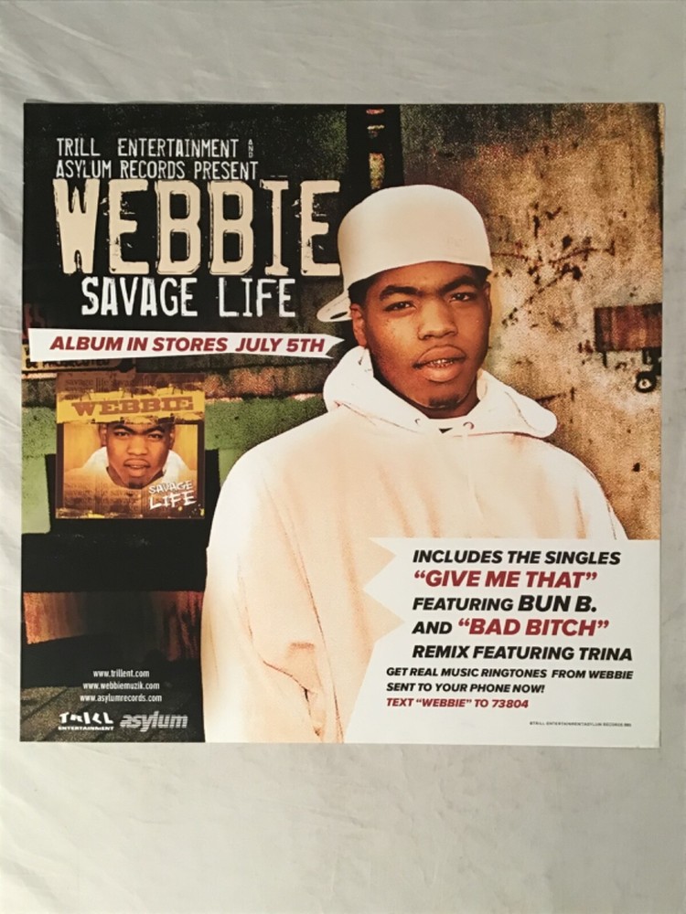 Webbie 2005 Promo Poster Savage Life Rap Hip Hop