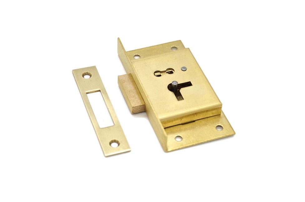 Half Mortise Lock Chest Trunk Medium Box Lock Solid Brass Cabinet Lock 2 Keys