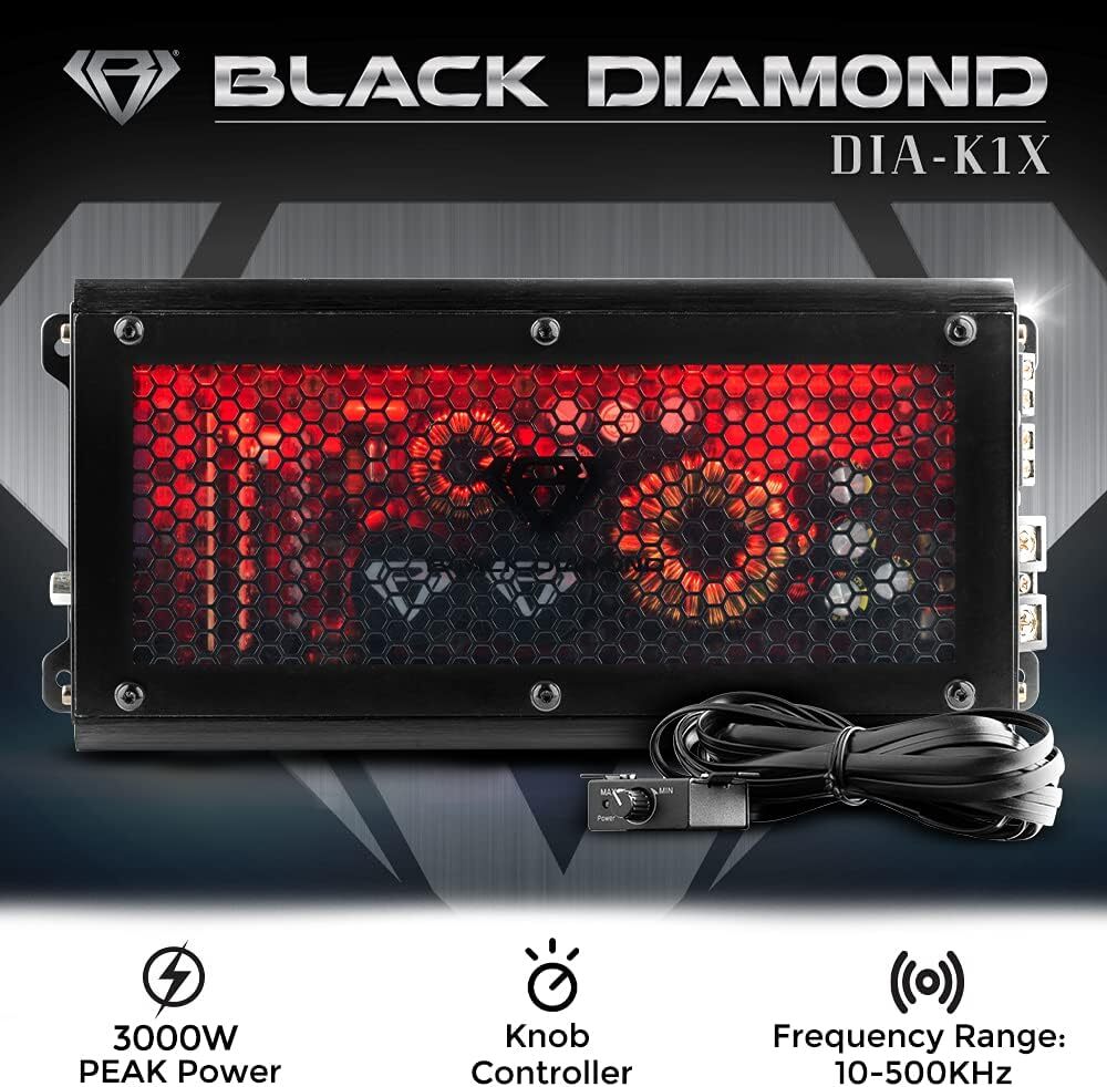 Black Diamond Amplifier 1-Ch Monoblock Class D 3000W Peak Acrylic Window DIA-K1X