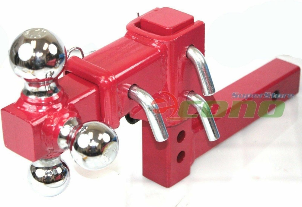 3 Way Tri Ball Adjustable 2" Solid Receiver Raise Drop Vertical Triple Tow Hitch