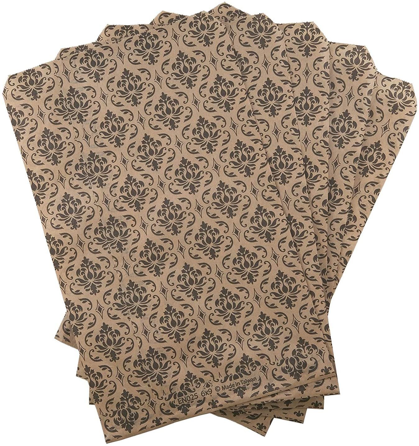 Damask Flat Paper Gift Bags for Merchandise, Crafts, Party Favors, Retail,...