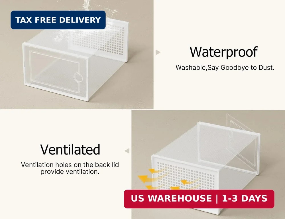 Kuject XX-Large Shoe Storage Boxes Organizers Clear Plastic Stackable 12 Pack, S