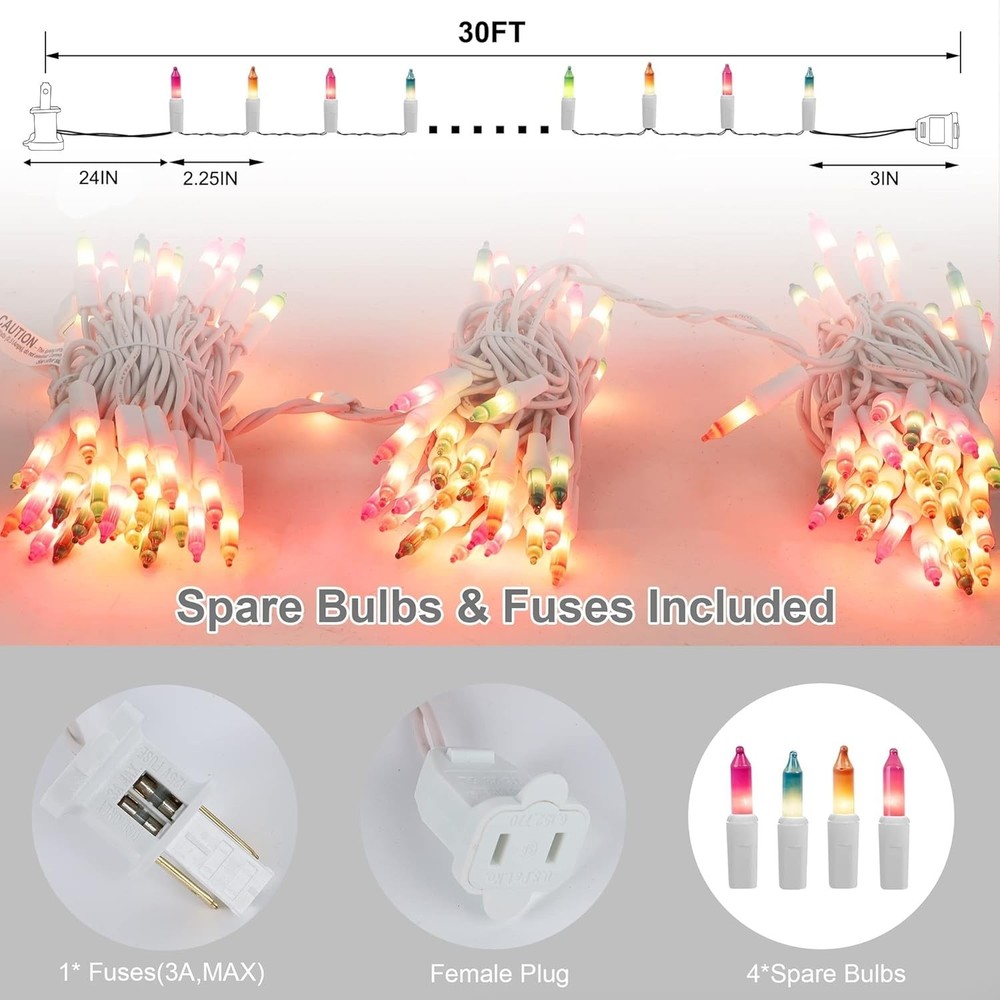 3 Sets Easter String Lights, 150 Count 30 FT Each White Wire Mini Pastel Fair...