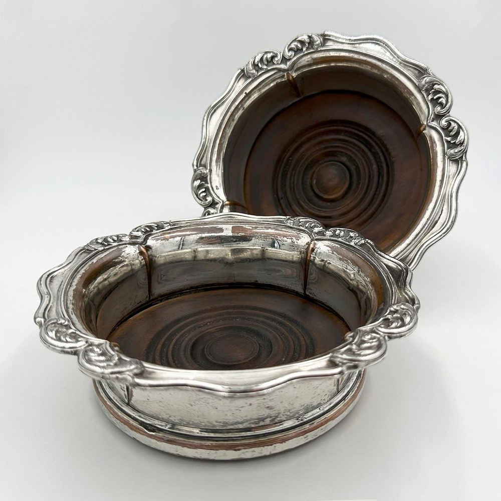 PAIR BOTTLE COASTERS OLD SHEFFIELD PLATE WILLIAM IV c1830