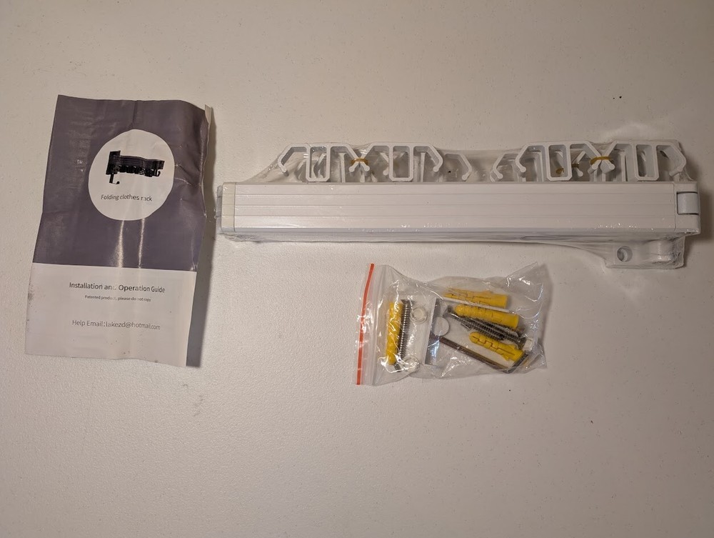 Wall Mounted Folding Clothes Drying Rack with Hardware & Instructions - White