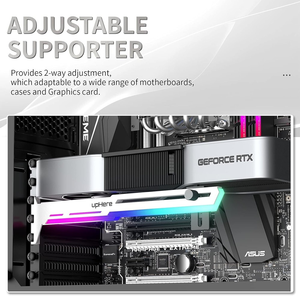 Adjustable ARGB GPU Support Brace - Prevent GPU Sag & Enhance Build Aesthetics