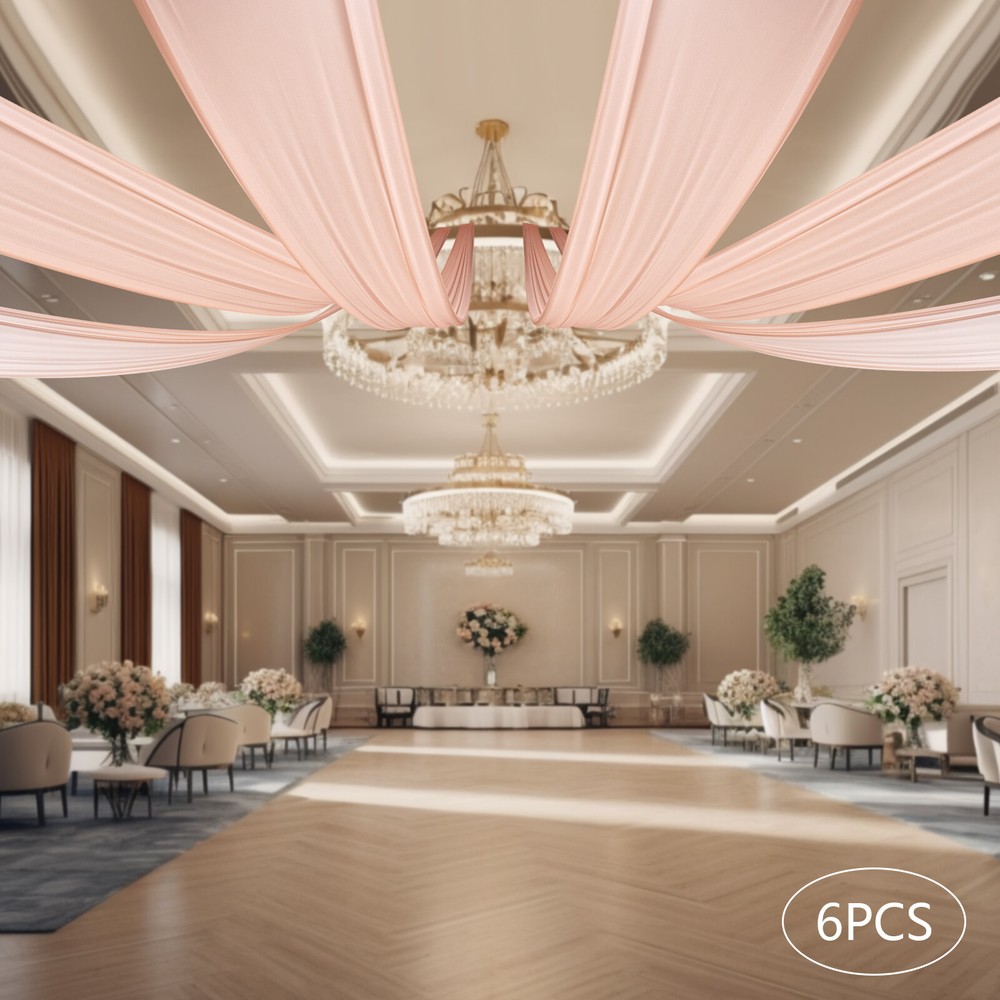 6PCS 5x30FT Ceiling Drapes Ceiling Draping Backdrop Curtains for Party Wedding