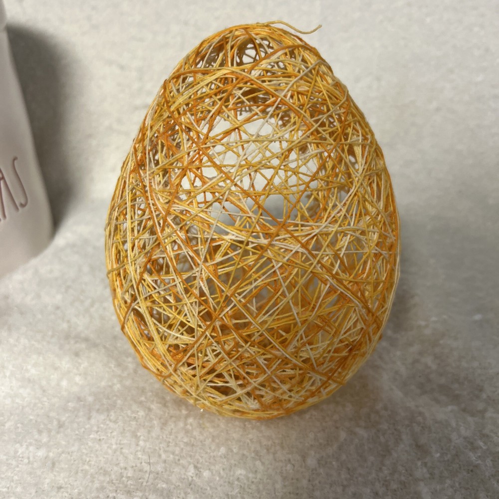 Vtg Orange Easter Diorama Egg Large Handmade String